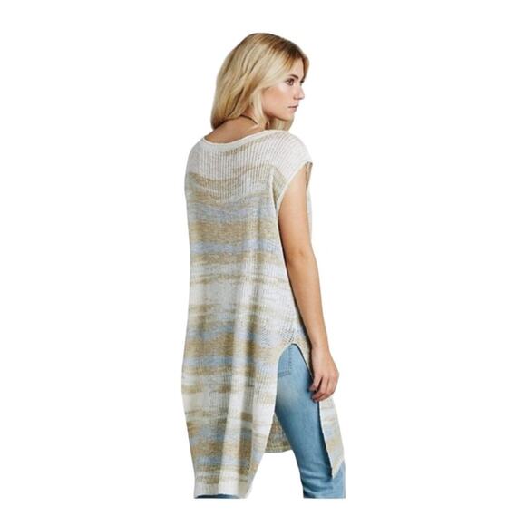 NWT Free People Sunny Days Tunic Knit Natural Combo Side Slit Top Size Small - Picture 2 of 10